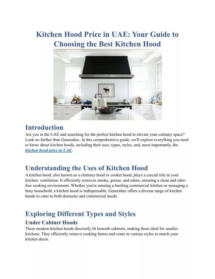 kitchen hood price in uae your guide to choosing