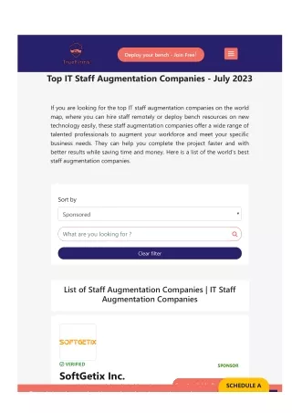 IT Staff Augmentation Companies - Truefirms