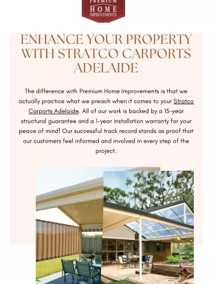 Enhance Your Property with Stratco Carports Adelaide