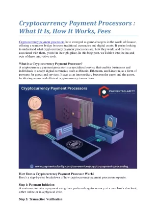 Cryptocurrency Payment Processors : What It Is, How It Works, Fees
