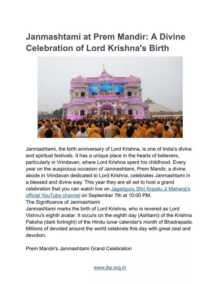 janmashtami at prem mandir a divine celebration