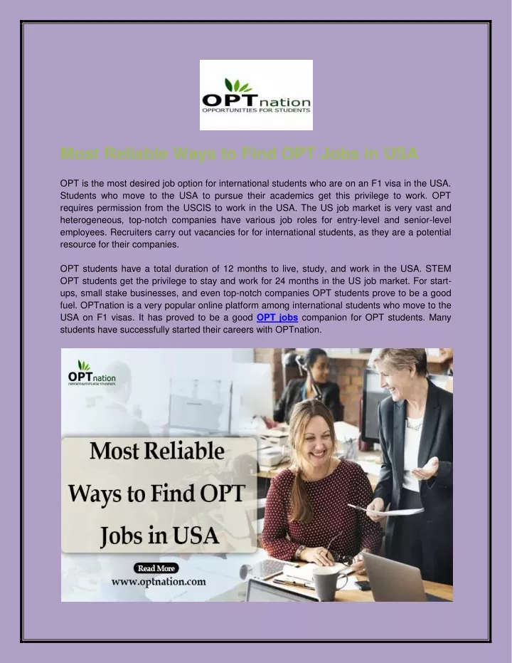 most reliable ways to find opt jobs