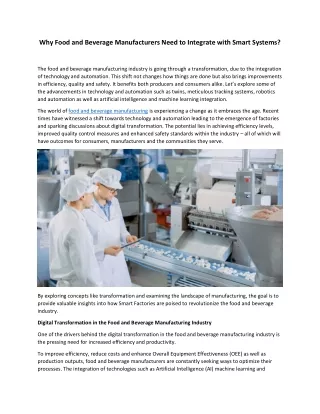 why food and beverage manufacturers need