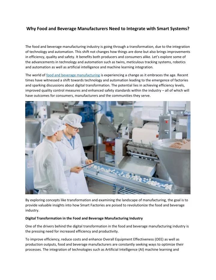 PPT - Empower Food And Beverage Manufacturing With Smart Solution ...