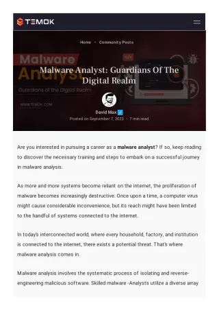 Malware Analyst: Guardians Of The Digital Realm