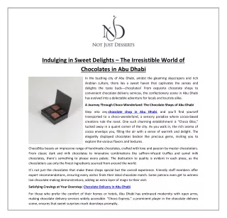 Indulging in Sweet Delights - The Irresistible World of Chocolates in Abu Dhabi