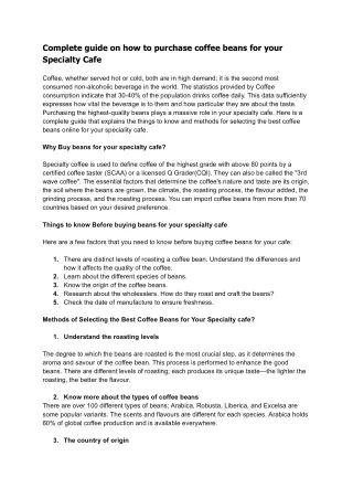 Complete guide on how to purchase coffee beans for your Specialty Cafe.docx