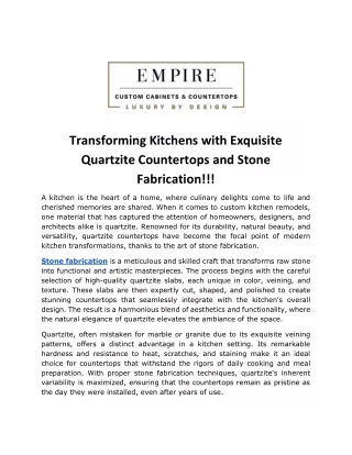 Exquisite Quartzite Countertops and Stone Fabrication