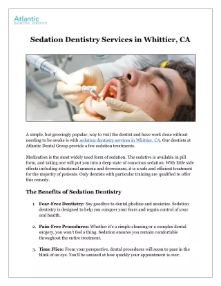 Sedation Dentistry Services in Whittier, CA