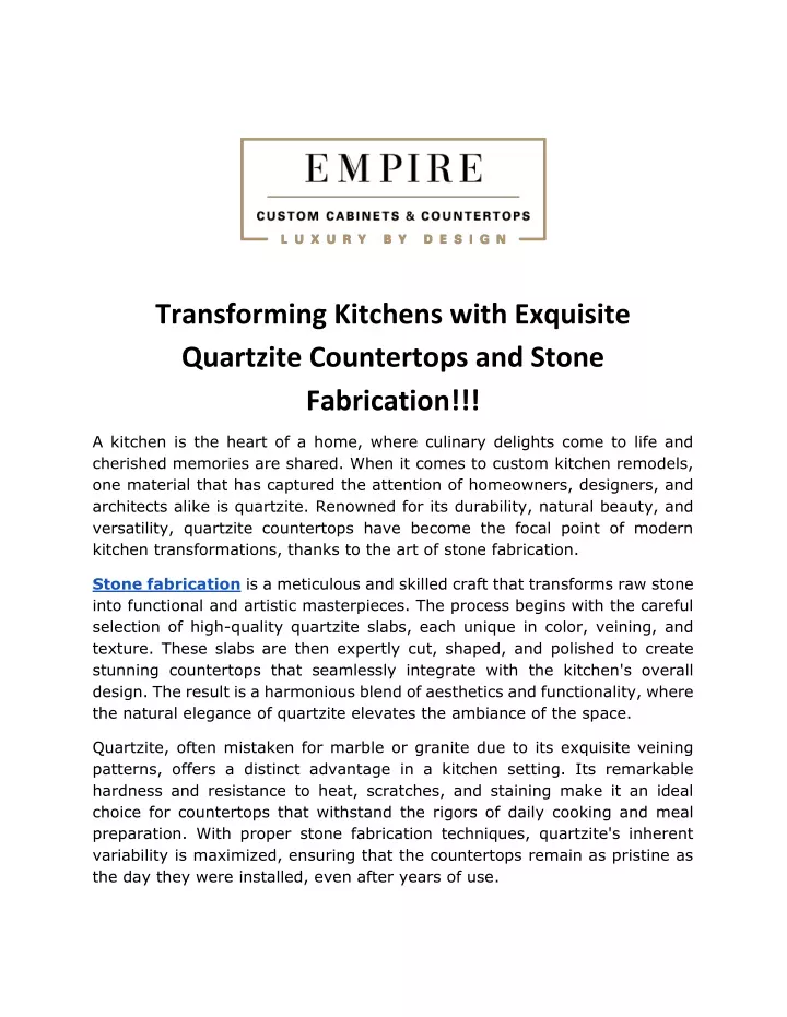transforming kitchens with exquisite quartzite