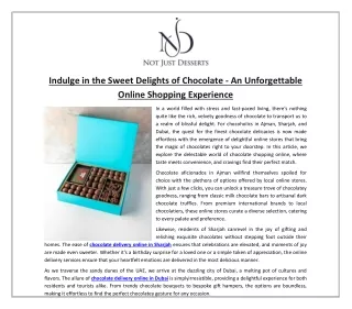 Indulge in the Sweet Delights of Chocolate - An Unforgettable Online Shopping