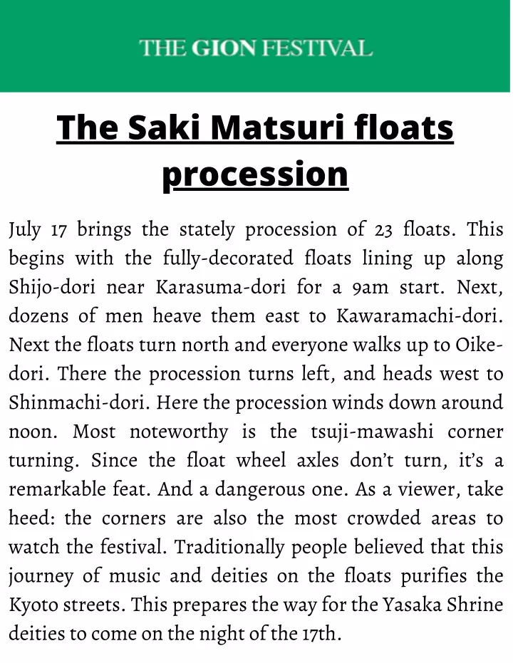 the saki matsuri floats procession
