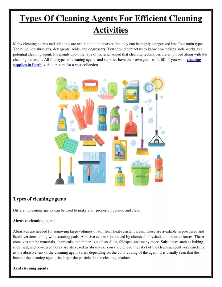 types of cleaning agents for efficient cleaning