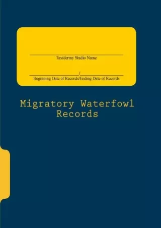 Download Book [PDF] Migratory Waterfowl Records
