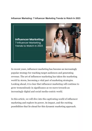 PPT - Influencer Marketing in 2023 Trends and Predictions That Will ...