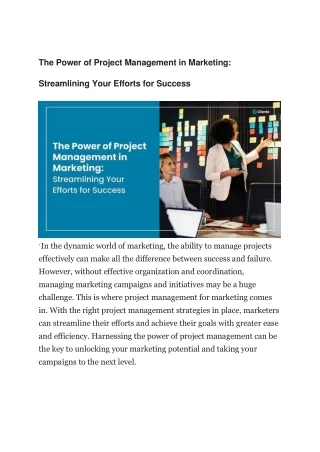 the power of project management in marketing