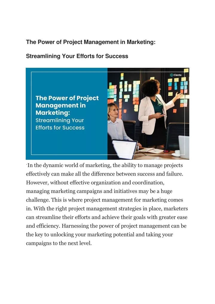 the power of project management in marketing