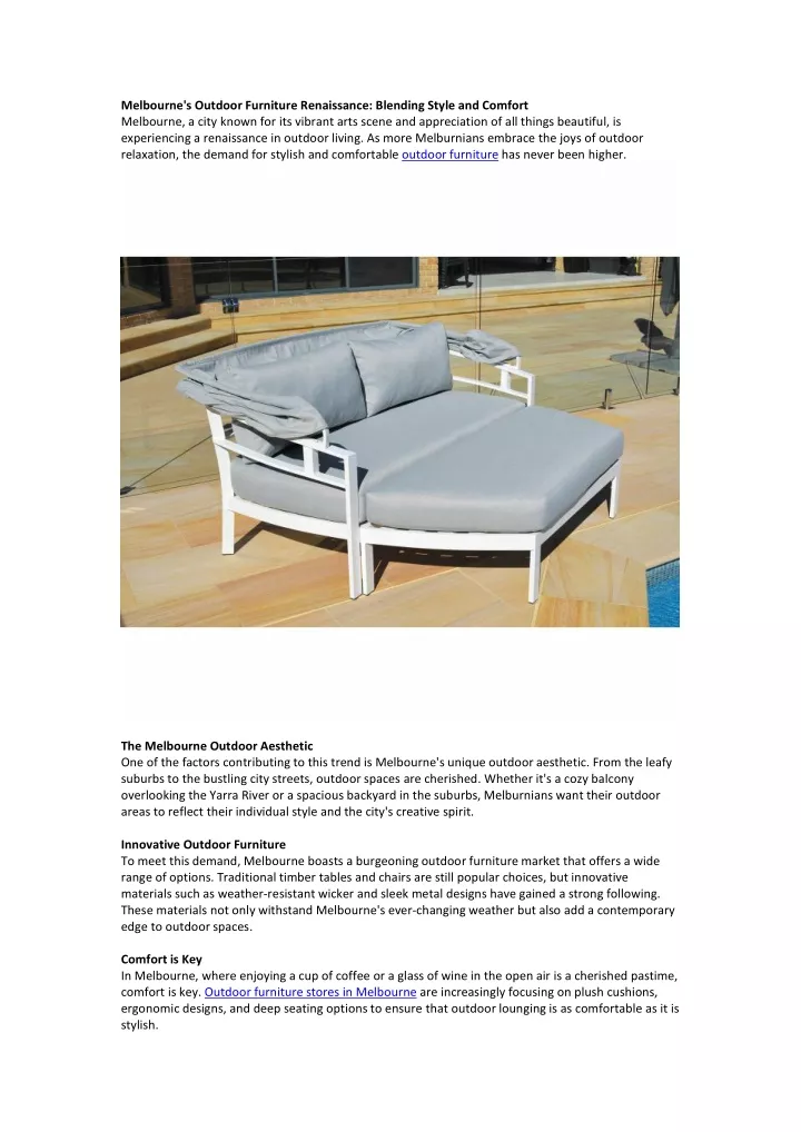 melbourne s outdoor furniture renaissance