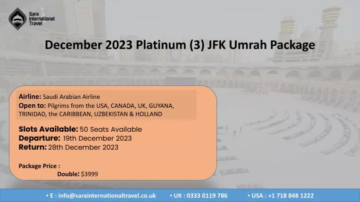 december 2023 platinum 3 jfk umrah package