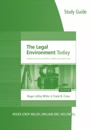 Read ebook [PDF] Study Guide for Miller/Cross' The Legal Environment Today: Business In Its