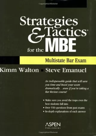 Epub Strategies & Tactics for the MBE (Multistate Bar Exam)