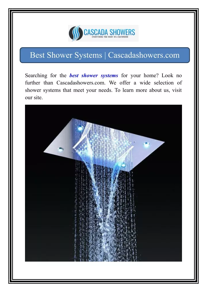 best shower systems cascadashowers com