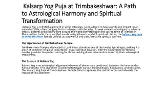 Kalsarp Yog Puja at Trimbakeshwar: A Path to Astrological Harmony and Spiritual