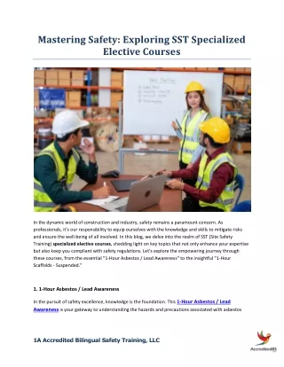 Mastering Safety Exploring SST Specialized Elective Courses