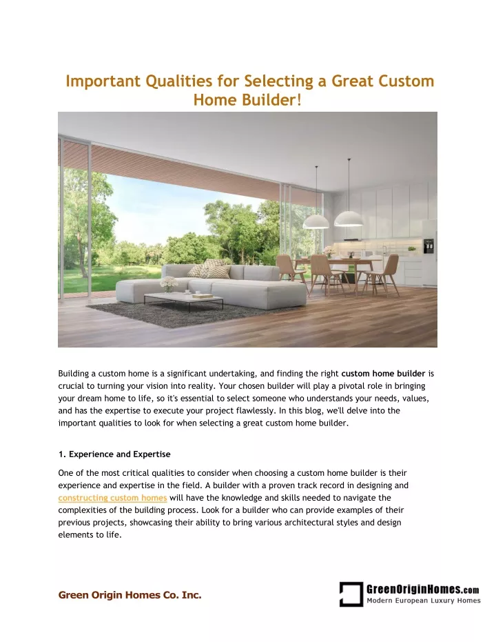 important qualities for selecting a great custom