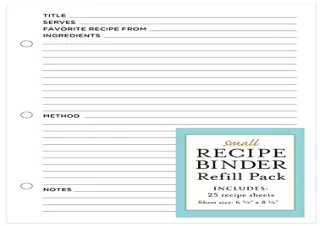 $PDF$/READ/DOWNLOAD Small Recipe Binder Refill Pack: 25 Sheets