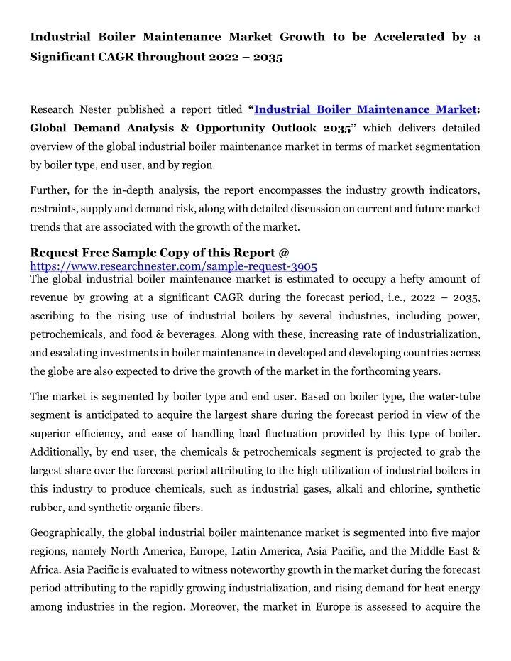 industrial boiler maintenance market growth