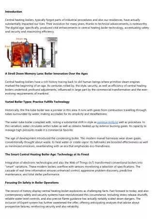 Central Heating Boiler Innovation: Tracing the Advancement and its Future Ramifi