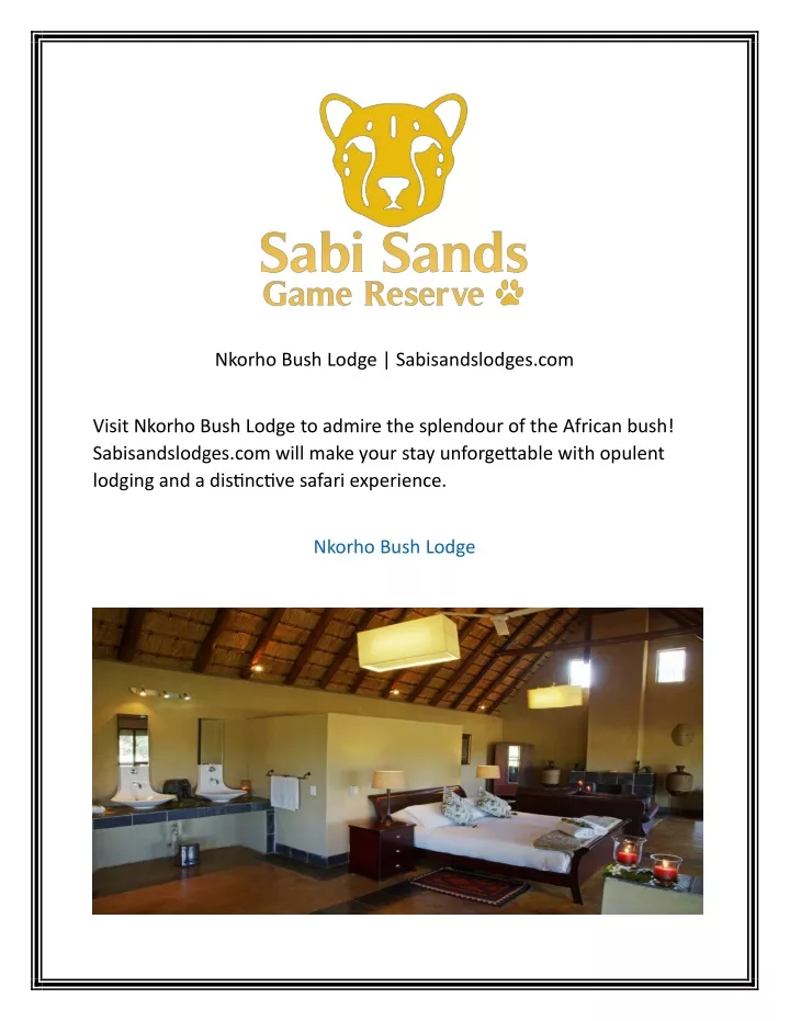 nkorho bush lodge sabisandslodges com