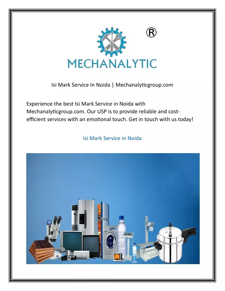isi mark service in noida mechanalyticgroup com