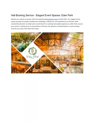 Hall Booking Service - Elegant Event Spaces_ Eden Park