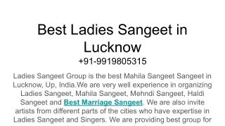 Best Ladies Sangeet in Lucknow  91-9919805315