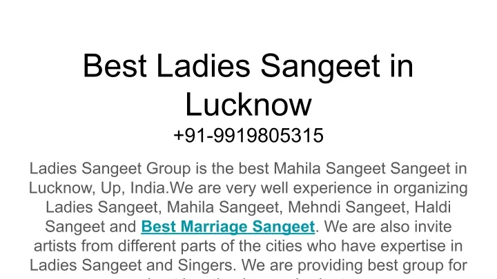best ladies sangeet in lucknow 91 9919805315