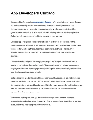 App Developers Chicago