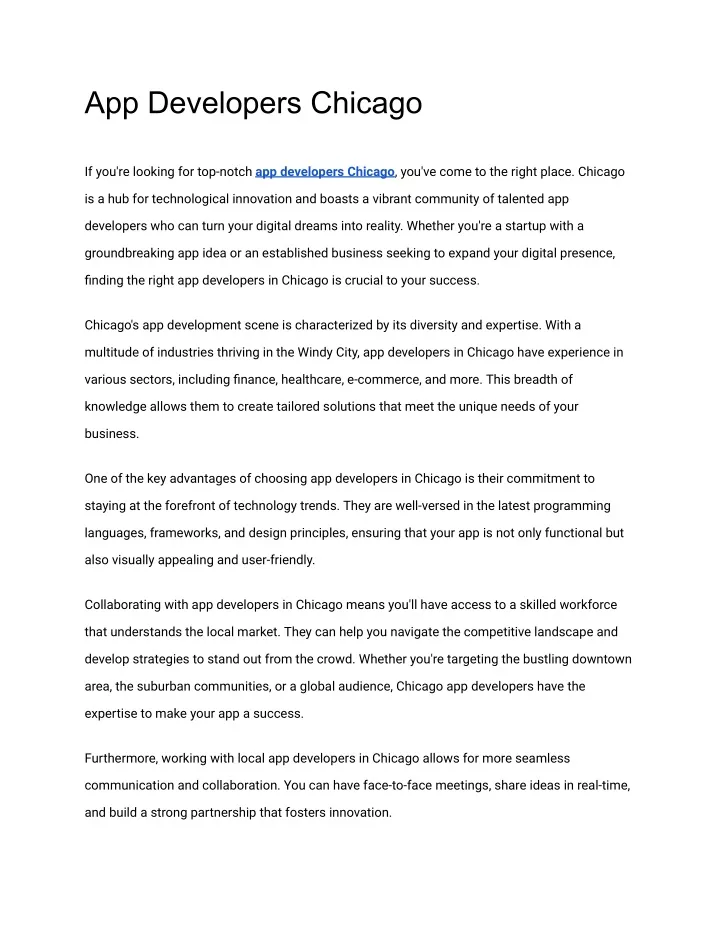 app developers chicago