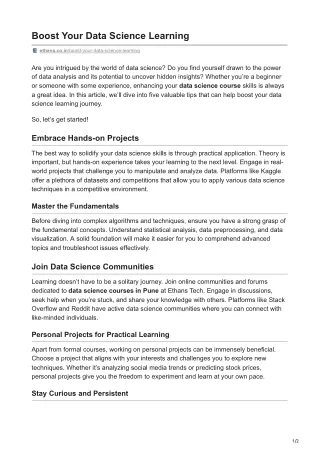 Boost Your Data Science Learning