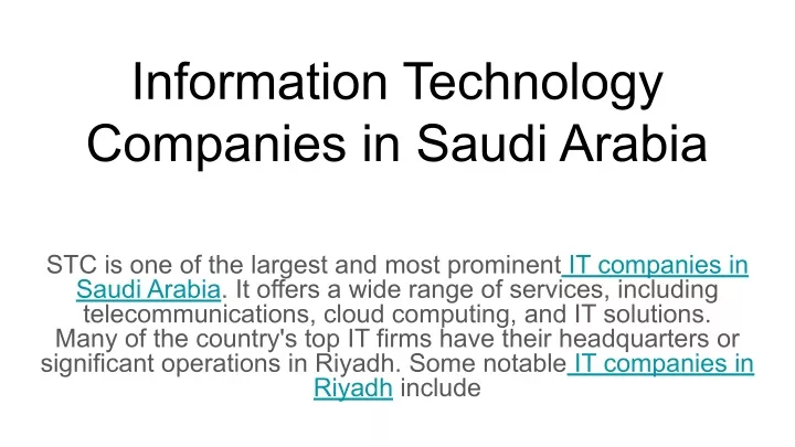 information technology companies in saudi arabia