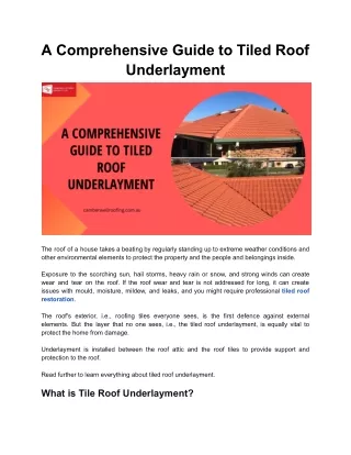 a comprehensive guide to tiled roof underlayment