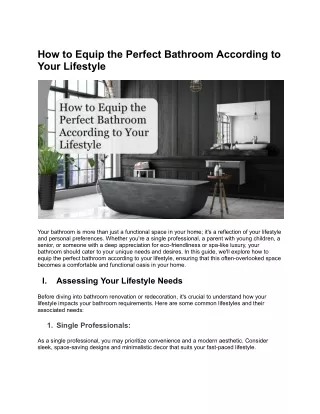 How to Equip the Perfect Bathroom According to Your Lifestyle