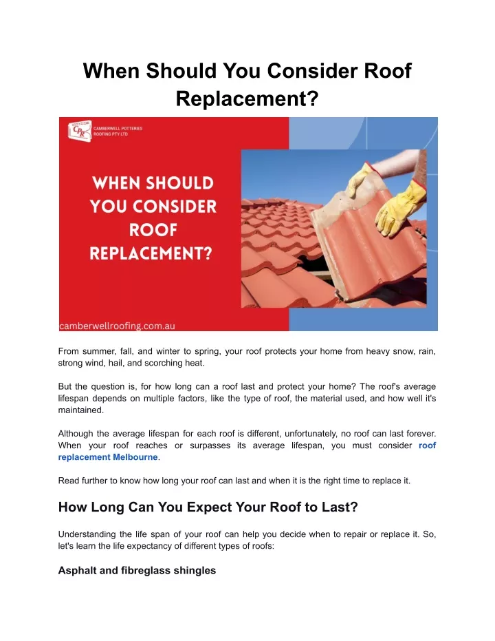 when should you consider roof replacement