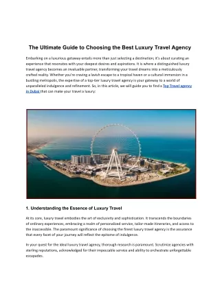 The Ultimate Guide to Choosing the Best Luxury Travel Agency