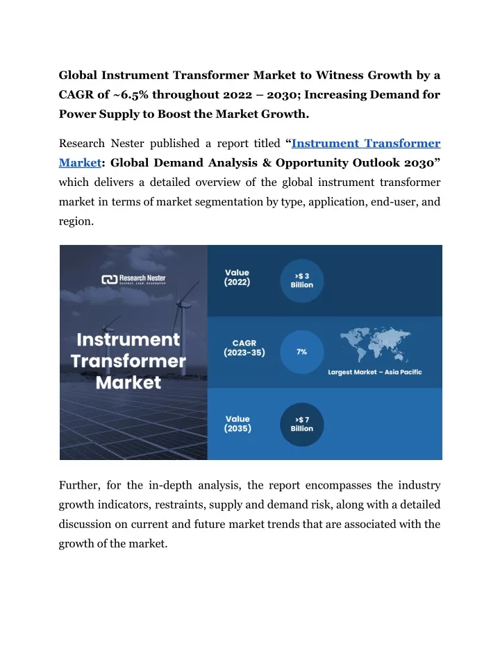 global instrument transformer market to witness