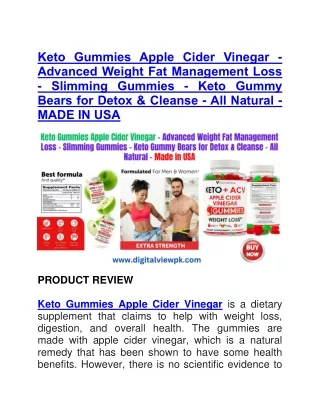 Keto Gummies Apple Cider Vinegar - Advanced Weight Fat Management Loss