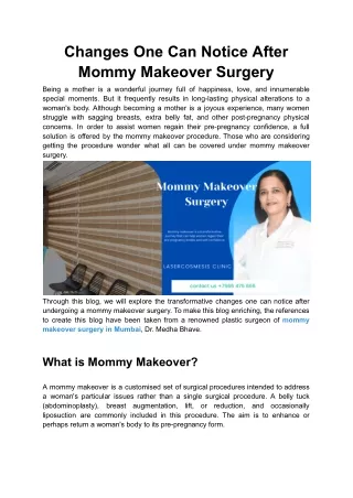 Changes One Can Notice After Mommy Makeover Surgery