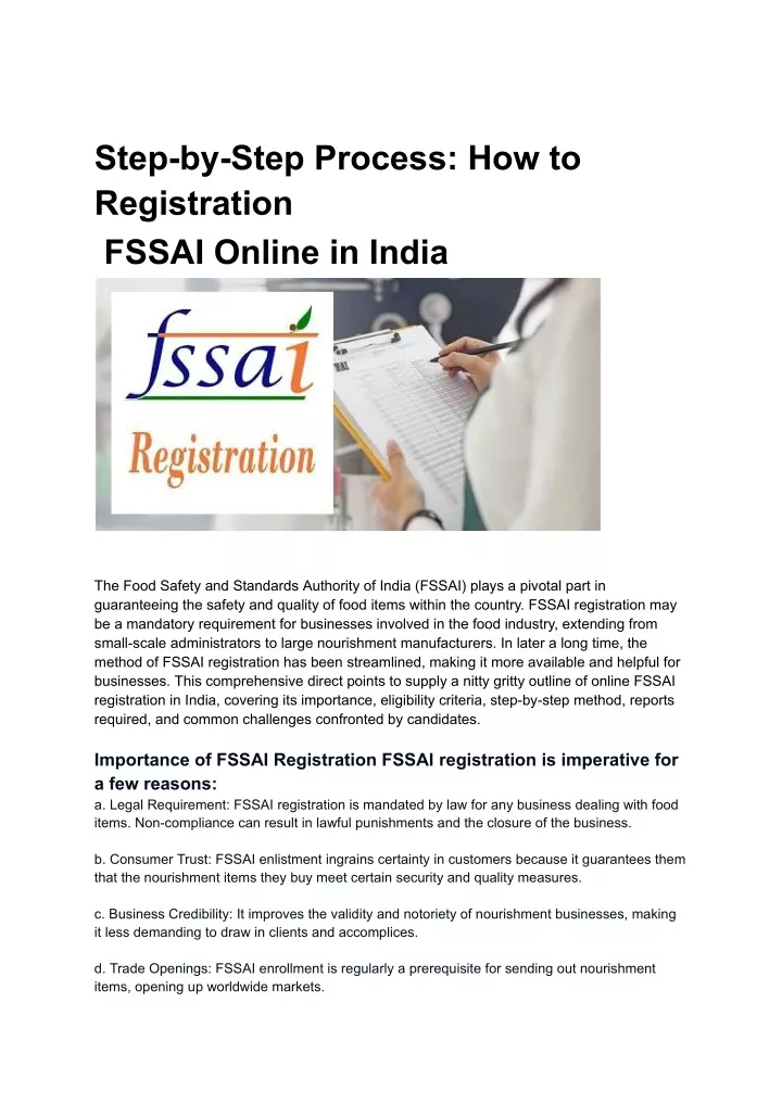 step by step process how to register for fssai