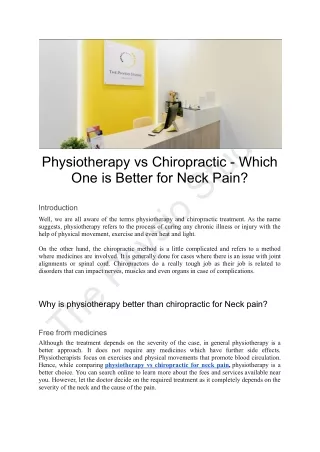 Physiotherapy vs Chiropractic - Which One is Better for Neck Pain